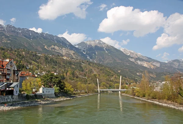 Řeka inn, idylická krajina innsbruck — Stock fotografie