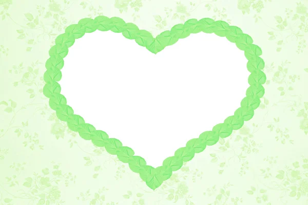 Fundo floral romântico com coração verde — Fotografia de Stock