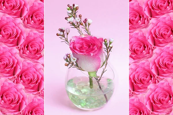 Dreifache - rosa Rosen — Stockfoto