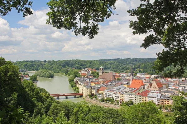Gamla stan wasserburg, Bayern, vy från utsiktsplats — Stockfoto