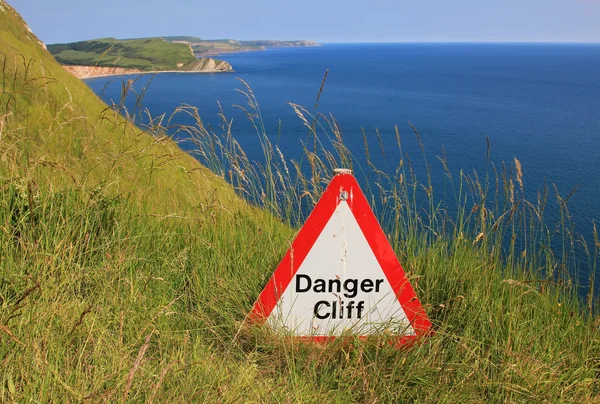 Danger cliff - caution sign — Stock Photo, Image