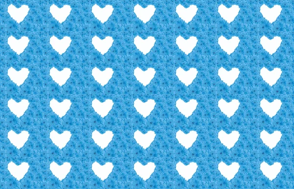 Fondo de flor azul con corazones blancos — Foto de Stock