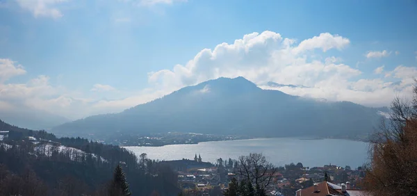 Destino Turístico Tegernsee Partir Encosta Época Inverno Superior Baviera — Fotografia de Stock