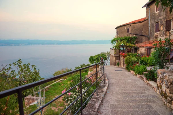Historic Mountain Village Moscenice View Adriatic Ocean Croatia — Stock Photo, Image