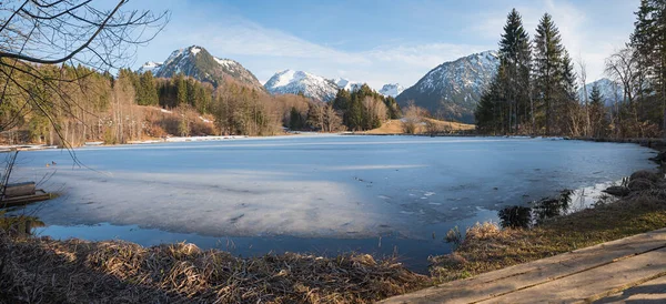 Lago Páramo Congelado Moorweiher Desitnation Senderismo Cerca Oberstdorf Alpes Allgau —  Fotos de Stock