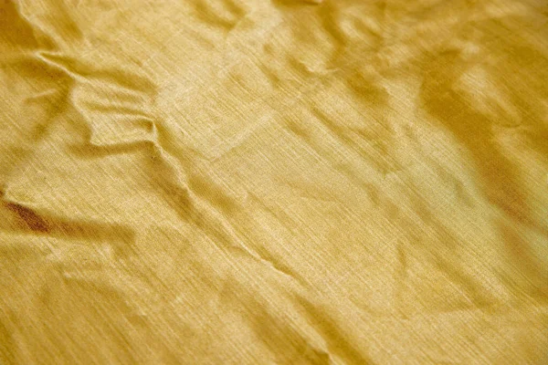 Golden Satin Fabric Textile Background Christmas Design Smooth Waves — Stock Photo, Image