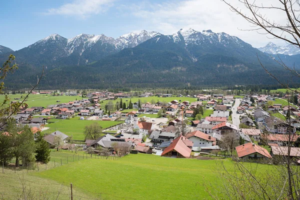 View Spa Town Wallgau Hiking Trail Upper Bavarian Landscape — стокове фото