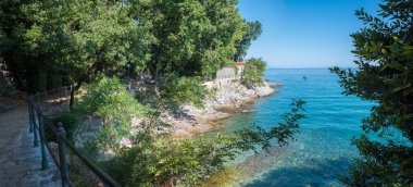 seaside walkway from Icici to Opatija, with blue ocean view