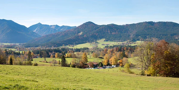 Alpine Autumn Landscape Fischbachau View Famous Cafe Restaurant Upper Bavaria — ストック写真