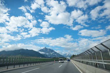 transit through austrian alps, Brenner highway, vacation route to italy clipart