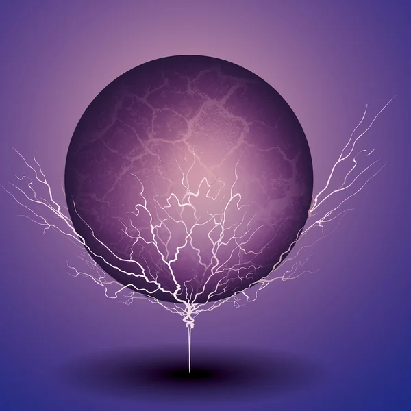 Purple transparent ball with lightning bolts — Stock Vector