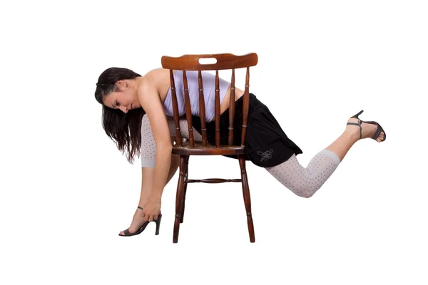 椅子を持つ女性 — ストック写真