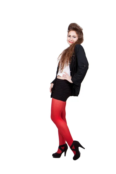 Adolescente en vêtements noirs et rouges — Photo