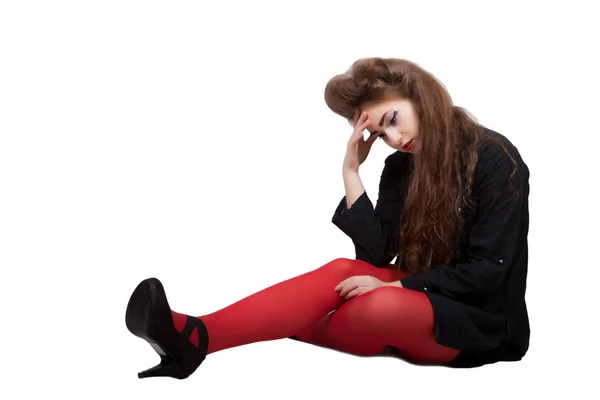 Adolescente chica en negro y rojo ropa —  Fotos de Stock