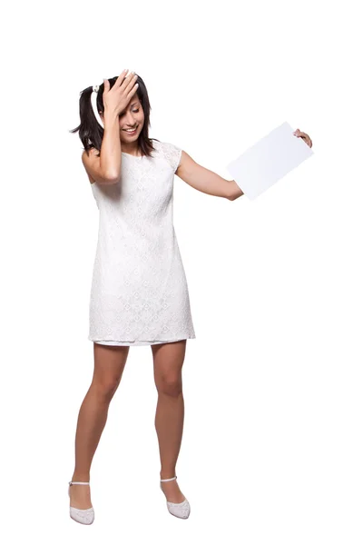 Retro girl in a white dress — Stock Photo, Image