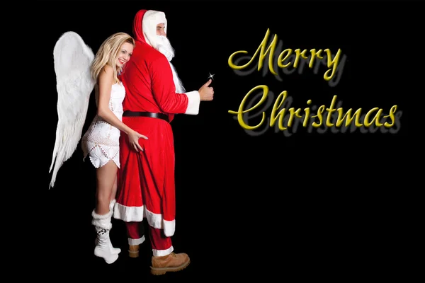 Santa Claus hombre y mujer ángel — Foto de Stock