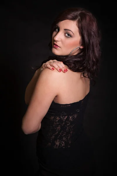 Portrait of long-haired brunette — Stock Photo, Image