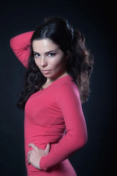 Young woman in pink dress — Stock Photo, Image