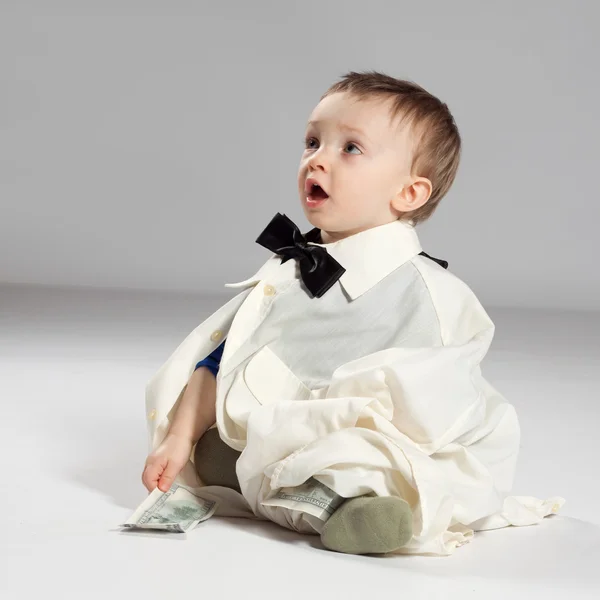 Toddler boy businessman — Stock Photo, Image