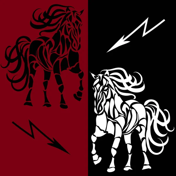Logotipo Cavalo Abstracto Preto Branco — Vetor de Stock