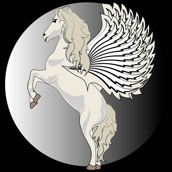 翼が孤立した白い馬 — ストックベクタ