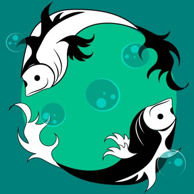 Black and white abstract fish logo.