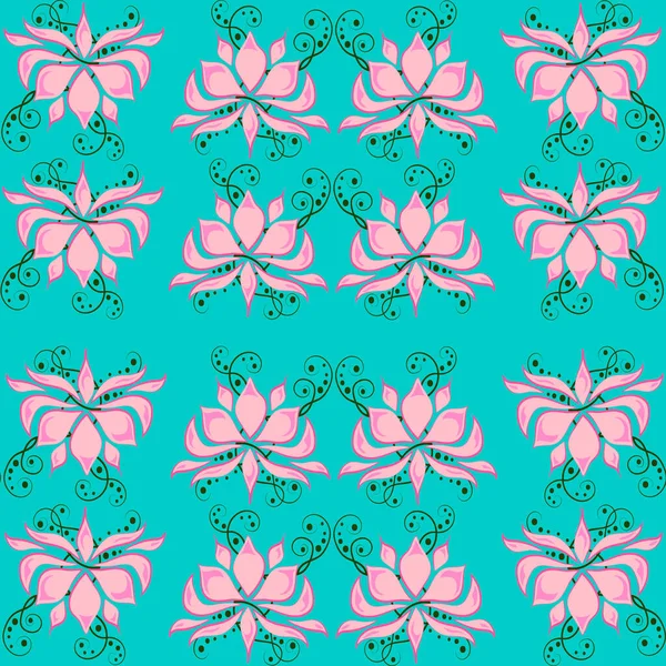 Pink Abstract Lotusseamless Pattern — Vettoriale Stock