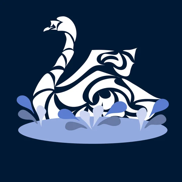 White Abstract Wild Swan Logo — Vettoriale Stock