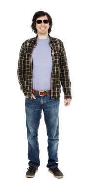 Casual adam gözlüklü gülümseyen