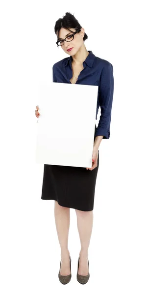 Business Woman Holding Sign — Stock Photo, Image