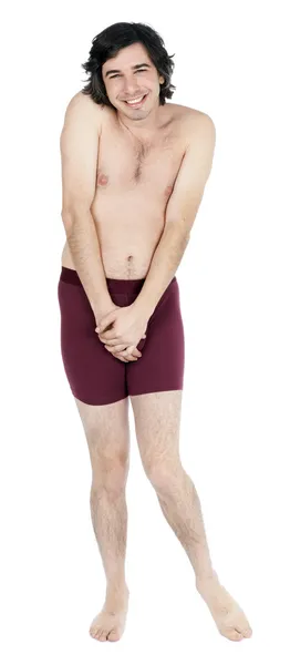 Isolated Timid Underwear Guy — Stock Photo, Image