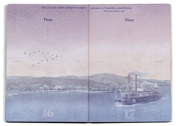 Passaporte dos EUA Página em branco — Fotografia de Stock