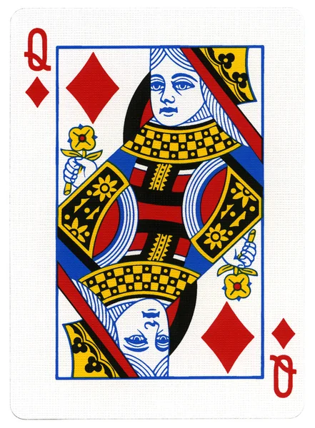 Playing card - koningin van diamanten — Stockfoto