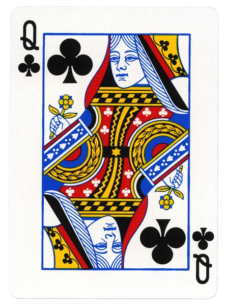 Playing card - koningin van clubs — Stok fotoğraf