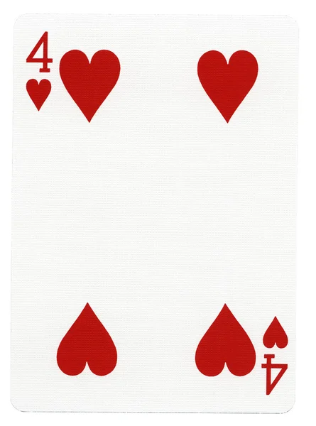 Hrací karta - srdcová čtyřka — Stock fotografie