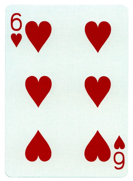 Playing card - zes van harten — Stockfoto