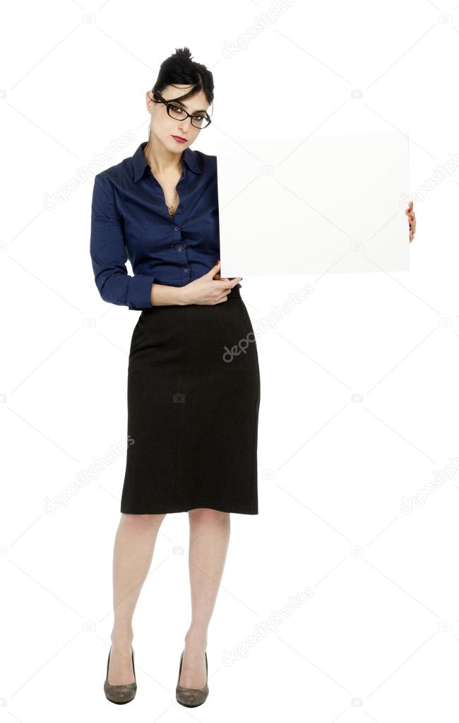 Business Woman Holding Sign