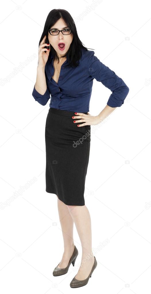 Business Woman Amazed on the Phone