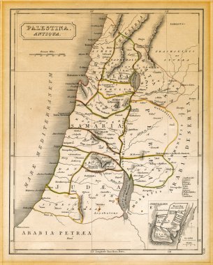 eski Filistin harita basılı 1845