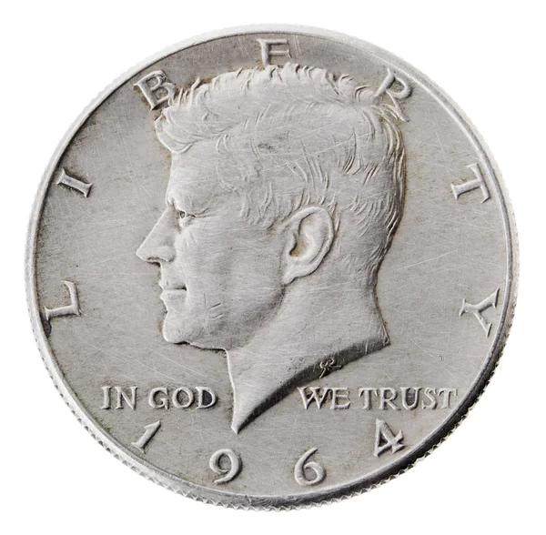 Silver kennedy halv dollar - huvuden frontal — Stockfoto