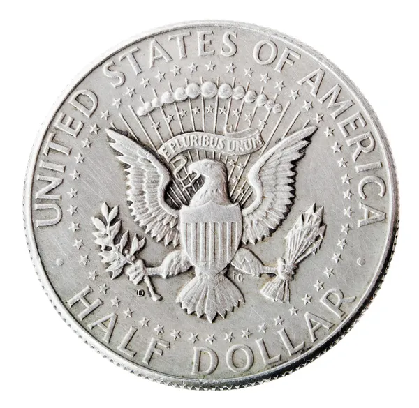 Prata Kennedy meio dólar - Caudas Frontal — Fotografia de Stock
