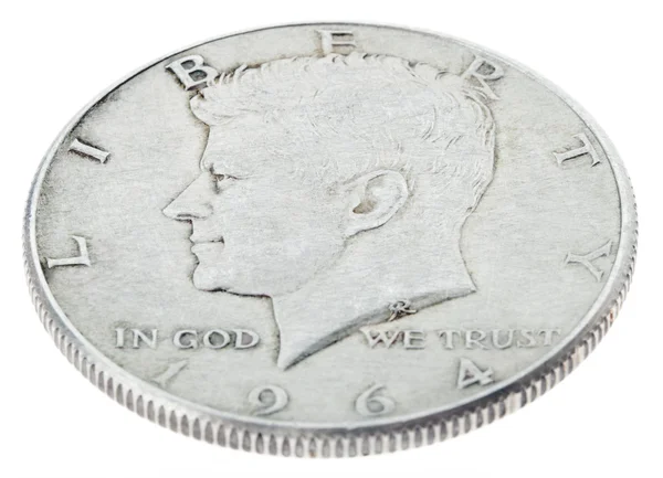 Silver Kennedy Half Dollar - Heads High Angle — Stock Photo, Image