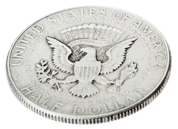 Silver Kennedy Half Dollar - Tails High Angle — Stock Photo, Image