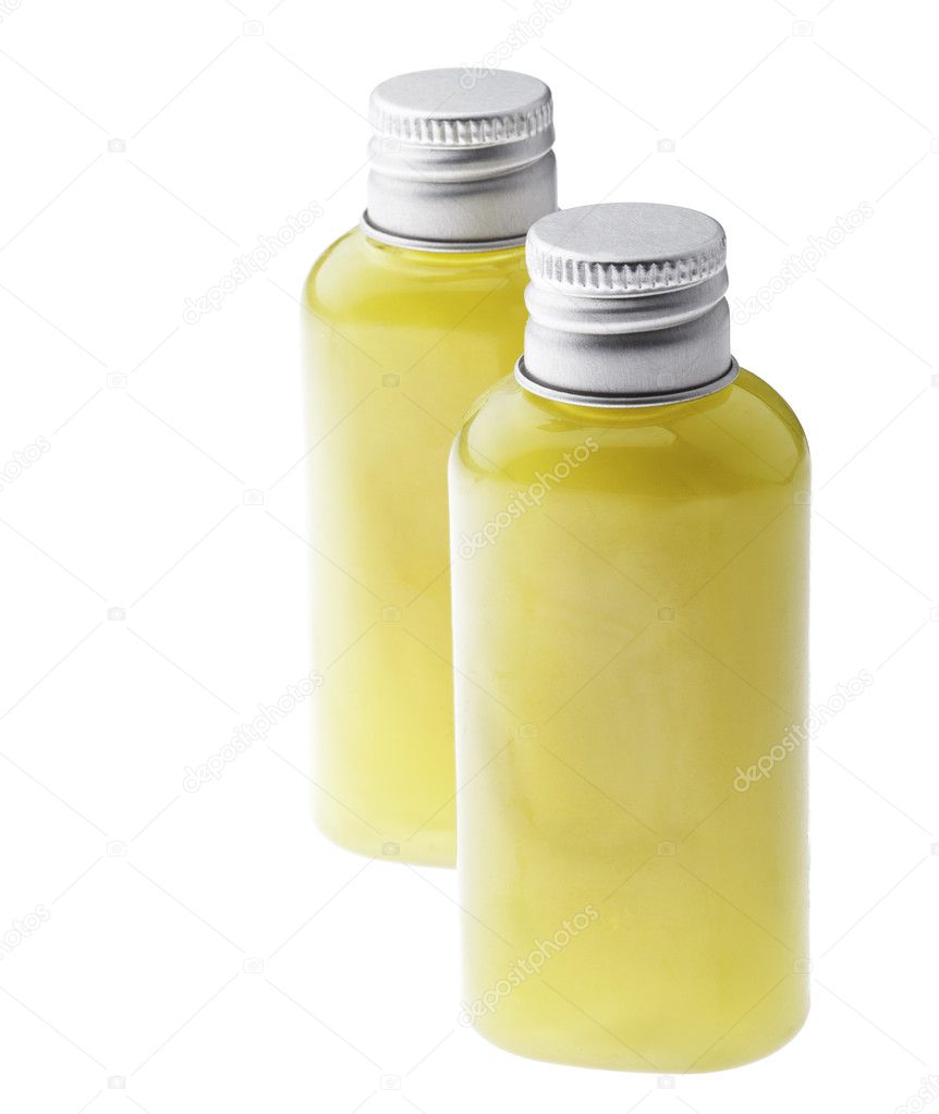 Isolated Green Gel Bottles