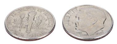 Isolated Dime - Both Sides High Angle clipart