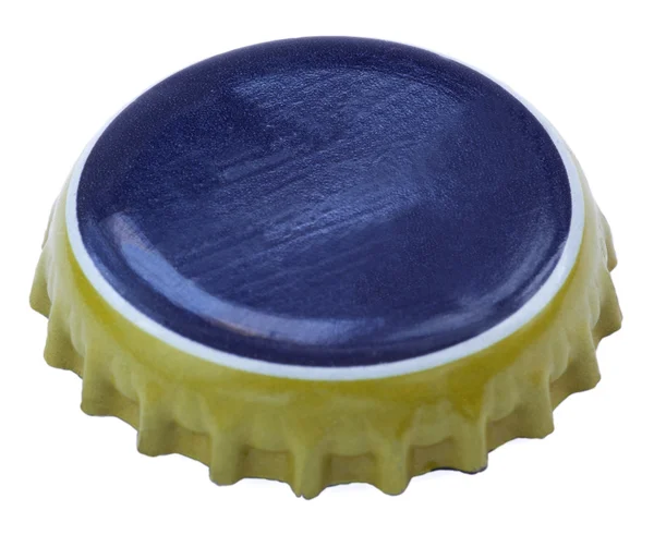 Izole mavi ve sarı metal kap — Stok fotoğraf