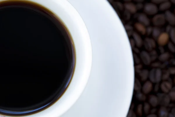 Black Coffee and Beans — Stock Photo, Image