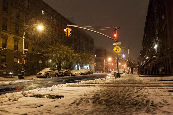 Snö på manhattan avenue nya york — Stockfoto