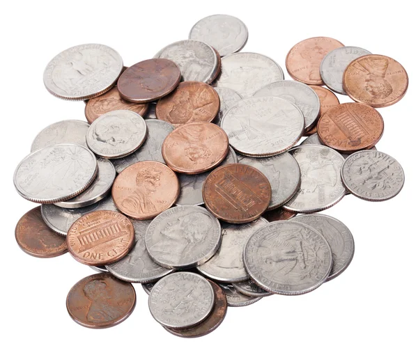 Samostatný nám hromadu mincí — Stock fotografie