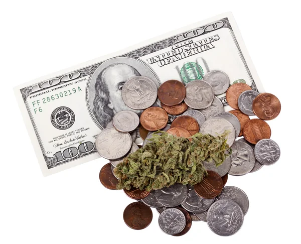 Marihuana, změna a hotovosti — Stock fotografie